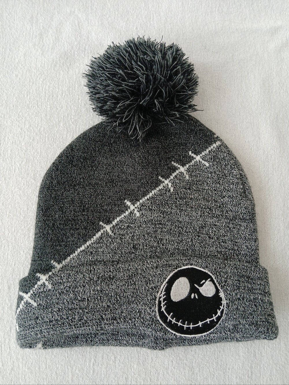 Disney Kids The Nightmare Before Christmas Gray Winter Cap Pom Pom Beanie Hat
